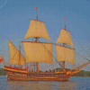 Square Rig Ship In Sunset Diamond Painting