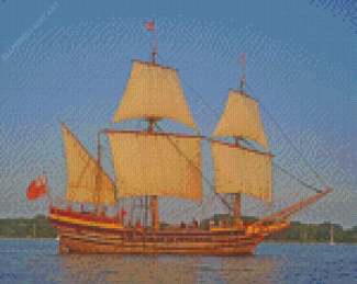 Square Rig Ship In Sunset Diamond Painting