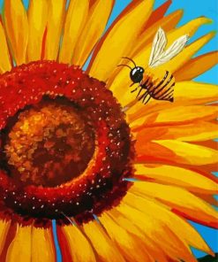 Sunflower And Bee Art Diamond Painting