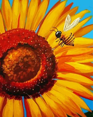 Sunflower And Bee Art Diamond Painting