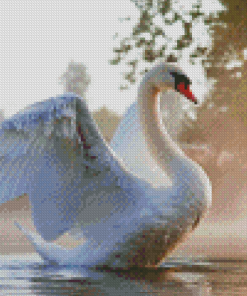 Swans In Water Diamond Painting