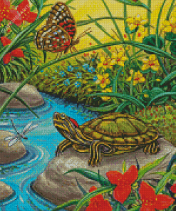 The Red Eared Slider Turtle Diamond Painting