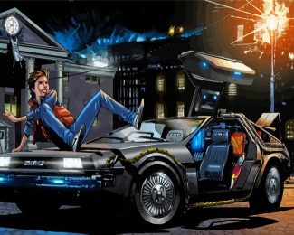 Aesthetic Back To The Future Car 1 Diamond Painting