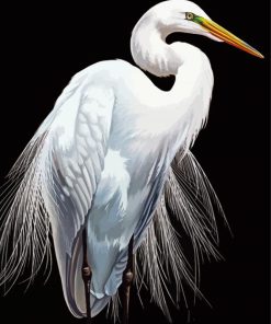 Aesthetic White Egret Bird Diamond Paintings