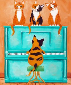 Aesthetic Cats And Piano Diamond Painting