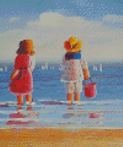 Aesthetic Children On Beach Art Diamond Paintings