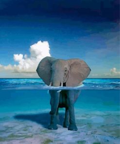 African Elephant In Water Diamond Painting