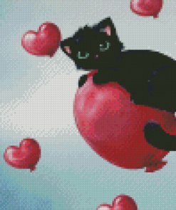 Black Cat With A Heart Diamond Painting