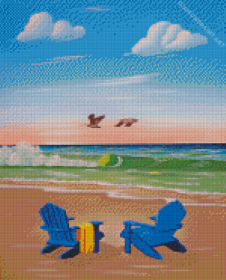 Blue Beach Chairs Diamond Painting