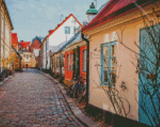 Cobblestone Street In Lund Sweden Diamond Paintings