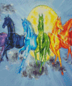 Colorful Sun Horses Diamond Painting