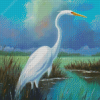 Cool White Heron Diamond Paintings