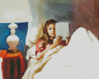 Girl Reading In Bed Diamond Paintings