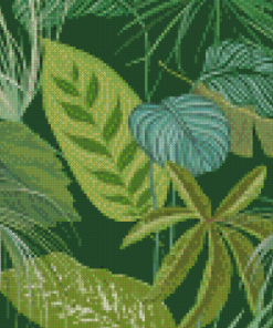 Green Botanical Background With Tropical Leaves Diamond Paintings