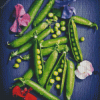 Green Peas In A Pod With Flowers Diamond Painting