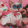 Kitten And Candy Diamond Painting