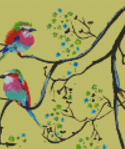 Lilac Breasted Birds On Tree Diamond Painting
