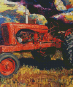Old Red Tractor Diamond Painting