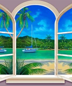 Paradise Window Beach Diamond Paintings