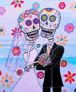 Romantic Sugar Skull Wedding Couple Art Diamond Paintings