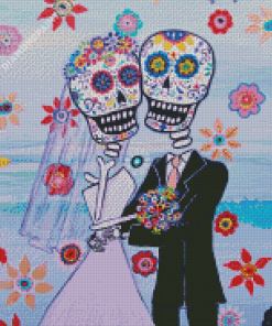 Romantic Sugar Skull Wedding Couple Art Diamond Paintings