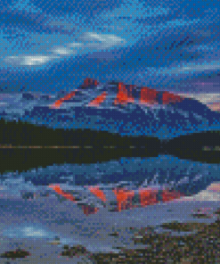 Two Jack Lake Sunset Mountain Diamond Paintings