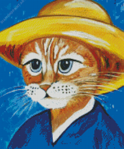 Vincent Van Gogh Cat With Hat Diamond Painting