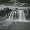 Waterfall Black And White Landscape Diamond Painting