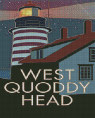 West Quoddy Head Lighthouse Poster Illustration Diamond Painting