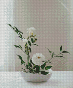 White Ikebana Flower Diamond Painting