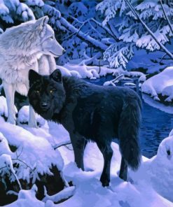 Wolves In The Snow Diamond Painting