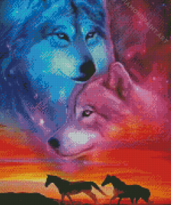 Aesthetic Horse With Wolf Diamond Painting
