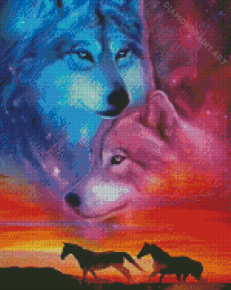 Aesthetic Horse With Wolf Diamond Painting