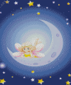 Fairy On The Moon Cartoon Diamond Painting