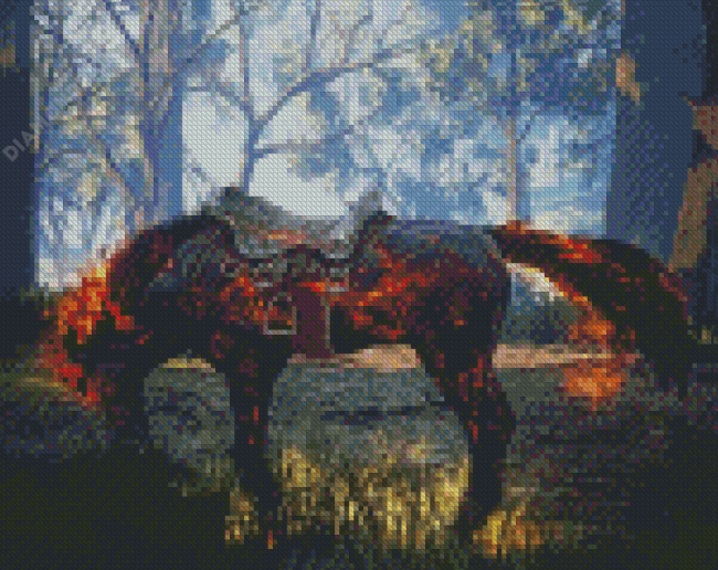 Horses Of Doom In Forest Diamond Painting