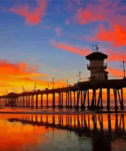 Huntington Beach Pier Sunset Diamond Painting