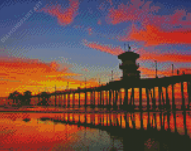 Huntington Beach Pier Sunset Diamond Painting