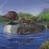 Loon With Babies Diamond Painting