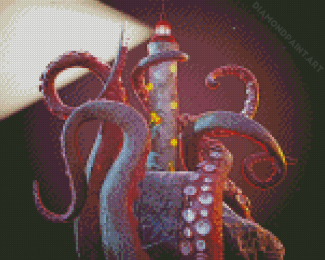 Octopus And Lighthouse Diamond Painting