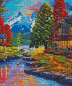 Peace River Cabin Landscape Diamond Painting