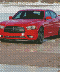 Red 2010 Dodge Charger Car Diamond Painting