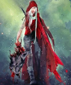 Aesthetic Red Riding Hood Illustration Diamond Painting