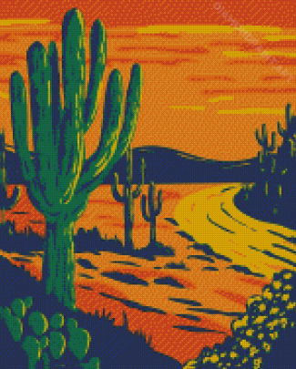 Aesthetic Sunset Saguaro National Park Diamond Painting