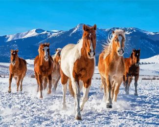 Aesthetic Winter Horses Diamond Painting