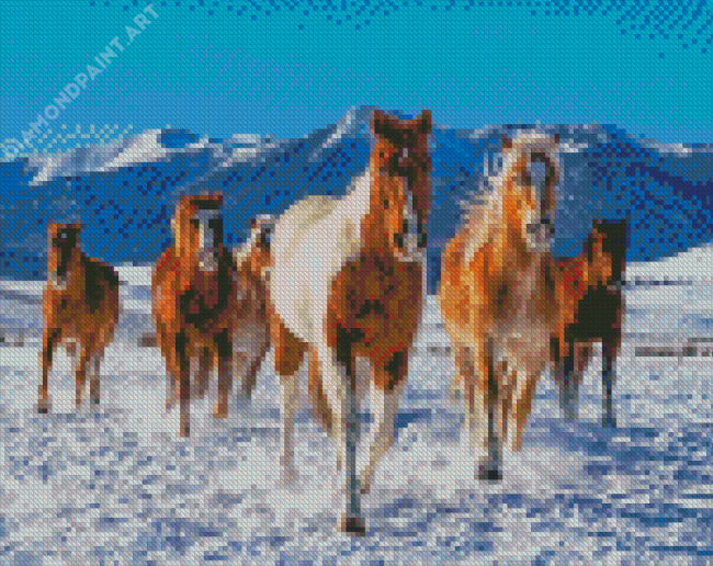 Aesthetic Winter Horses Diamond Painting