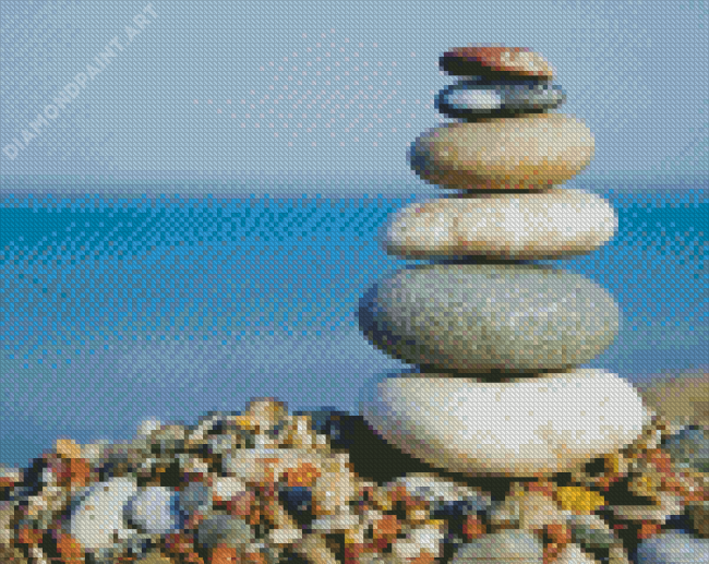 Aesthetic Beach Stones Illustration Diamond Painting