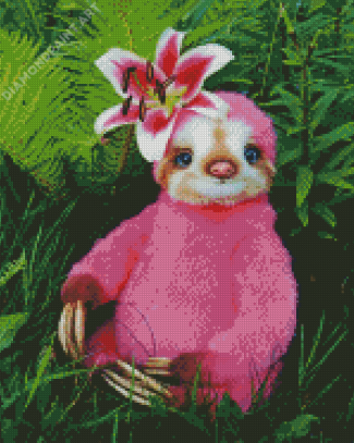Cute Pink Sloth Diamond Painting