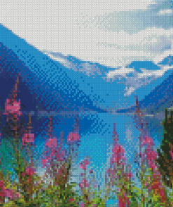 Lake And Flowers Diamond Painting