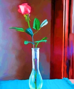 Pink Single Rose In Vase Art Diamond Painting