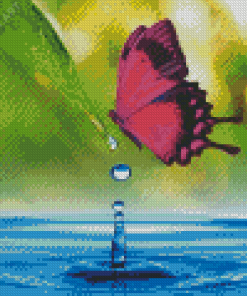 Purple Butterfly With Water Diamond Painting